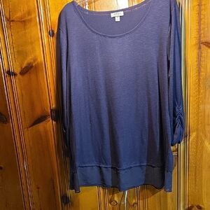 STYLE & Co Women's Dark PURPLE Long-Sleeve Scoop Neck Top